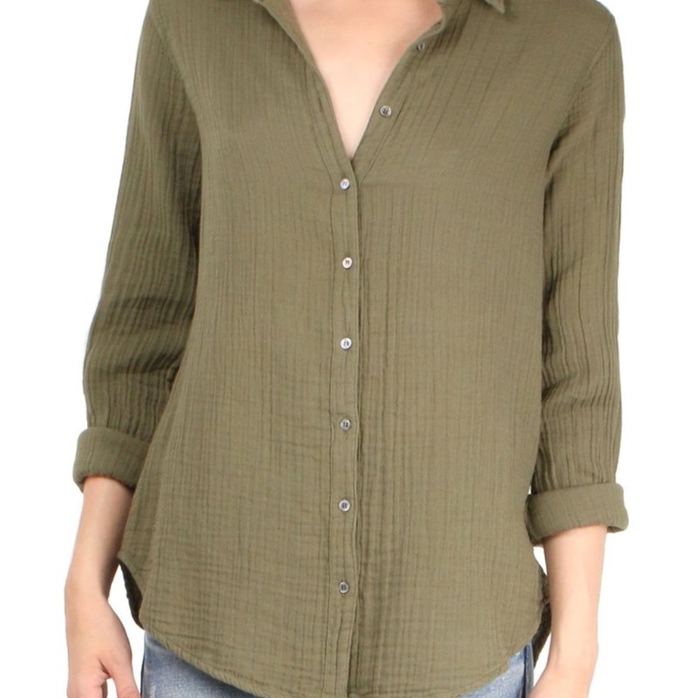Xirena Scout Shirt Green Button Down Blouse Small
